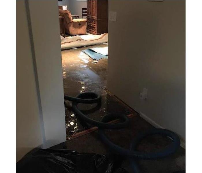 Hallway with heavy water damage